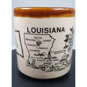 Vintage Louisiana State Souvenir Coffee Mug Flag State Flower New Orleans Glaze